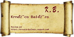 Krnács Balázs névjegykártya