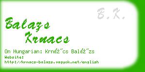 balazs krnacs business card